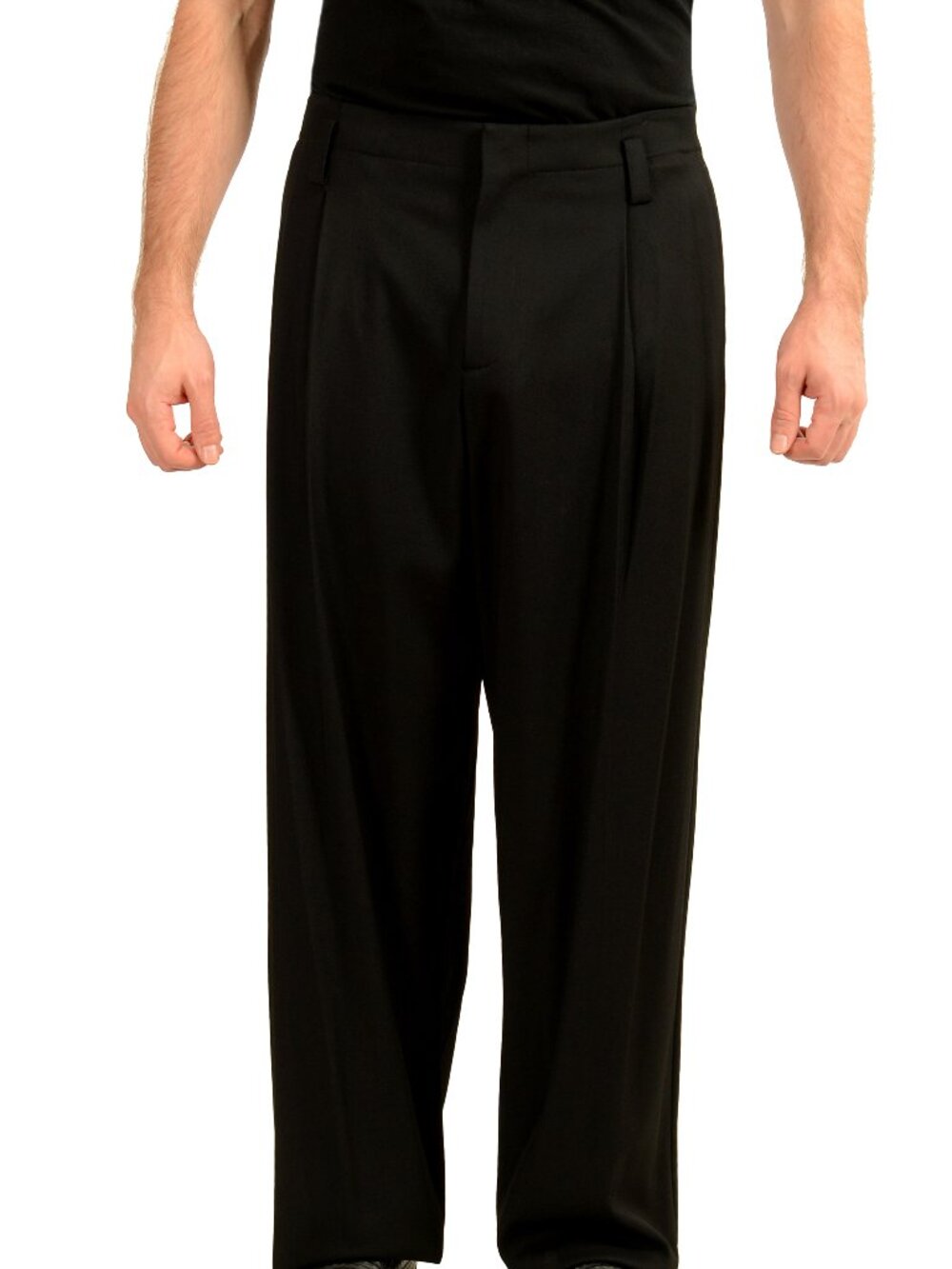 Scuderia Ferrari Men's Black Comfort Wool Pleated Front Pants US M IT 50